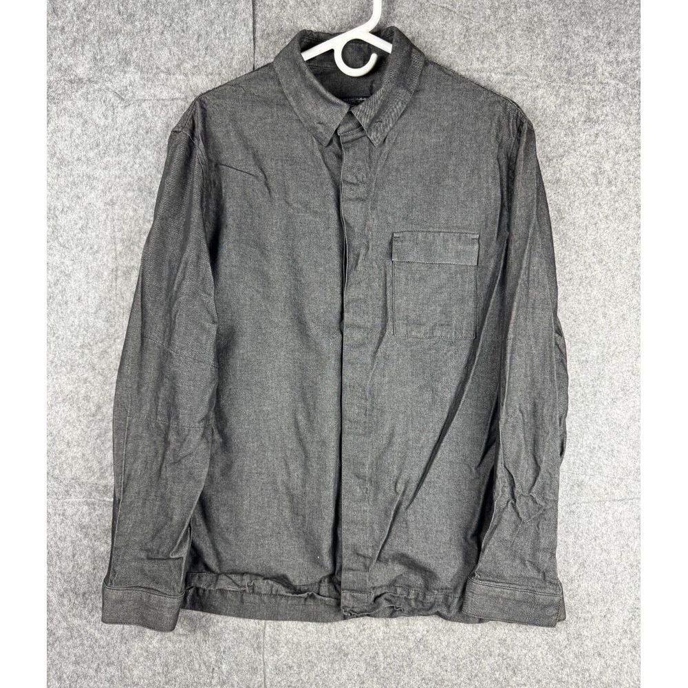 Wooyoungmi Shirt Men's 50 (EU) Medium Gray Snap Collared Long Sleeve Solid Homme